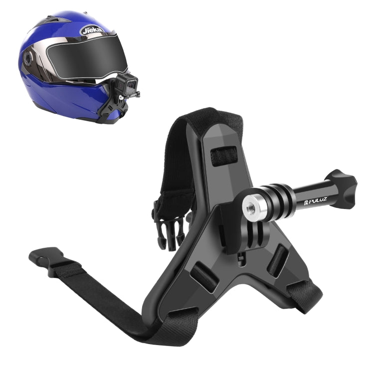 PULUZ 摩托車安全帽下巴帶支架，適用於 GoPro、DJI Osmo Action 及其他運動相機，安全帽下巴帶（黑色）、安全帽下巴帶（橙色）、安全帽下巴帶（藍色）