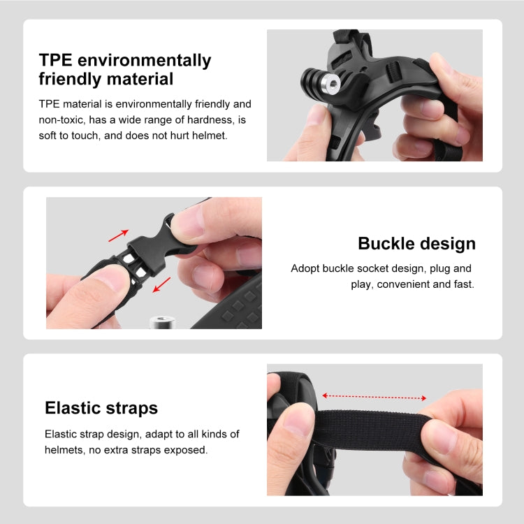 PULUZ 摩托車安全帽下巴帶支架，適用於 GoPro、DJI Osmo Action 及其他運動相機，安全帽下巴帶（黑色）、安全帽下巴帶（橙色）、安全帽下巴帶（藍色）