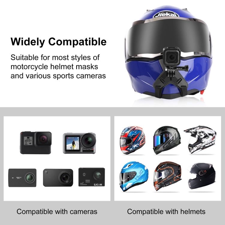 PULUZ 摩托車安全帽下巴帶支架，適用於 GoPro、DJI Osmo Action 及其他運動相機，安全帽下巴帶（黑色）、安全帽下巴帶（橙色）、安全帽下巴帶（藍色）