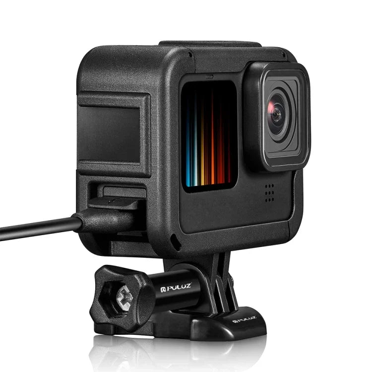 PULUZ 可充電 PA 框架支架，帶冷靴底座槽，適用於 GoPro HERO13 Black /12 Black /11 Black /11 Black Mini /10 Black /9 Black，可充電 PA 框架支架