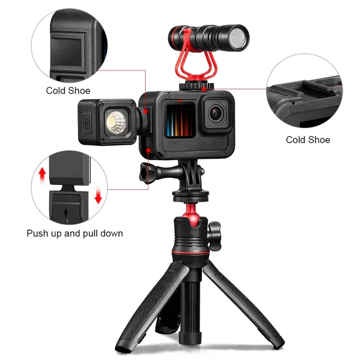 PULUZ 框架擴展 PA 鏡頭保護籠，帶側面接口蓋，適用於 GoPro HERO12 Black /11 Black /10 Black /9 Black，帶側蓋的 PA 鏡頭保護籠