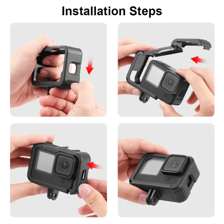 PULUZ 框架擴展 PA 鏡頭保護籠，帶側面接口蓋，適用於 GoPro HERO12 Black /11 Black /10 Black /9 Black，帶側蓋的 PA 鏡頭保護籠