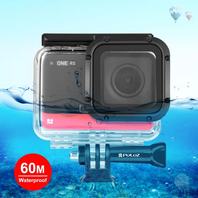 PULUZ 60 米水下深度潛水殼防水相機外殼，適用於 Insta360 One RS 4K 版，Insta360 One RS 4K 版潛水殼