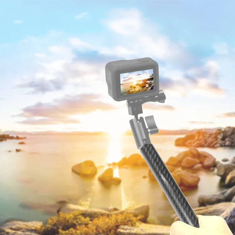 PULUZ 250mm鋁合金碳纖維浮力自拍桿延長臂杆，適用於GoPro、Insta360、DJI及其他運動相機，250mm