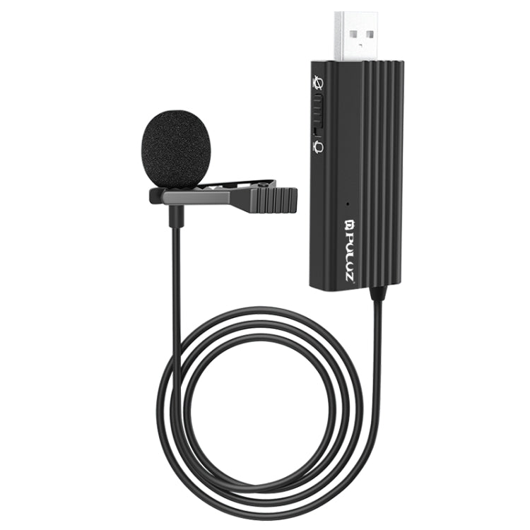 PULUZ USB 夾式有線領夾麥克風錄音麥克風，1.2m USB 靜音電容麥克風