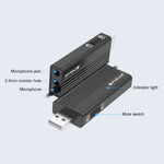 PULUZ USB 夾式有線領夾麥克風錄音麥克風，1.2m USB 靜音電容麥克風