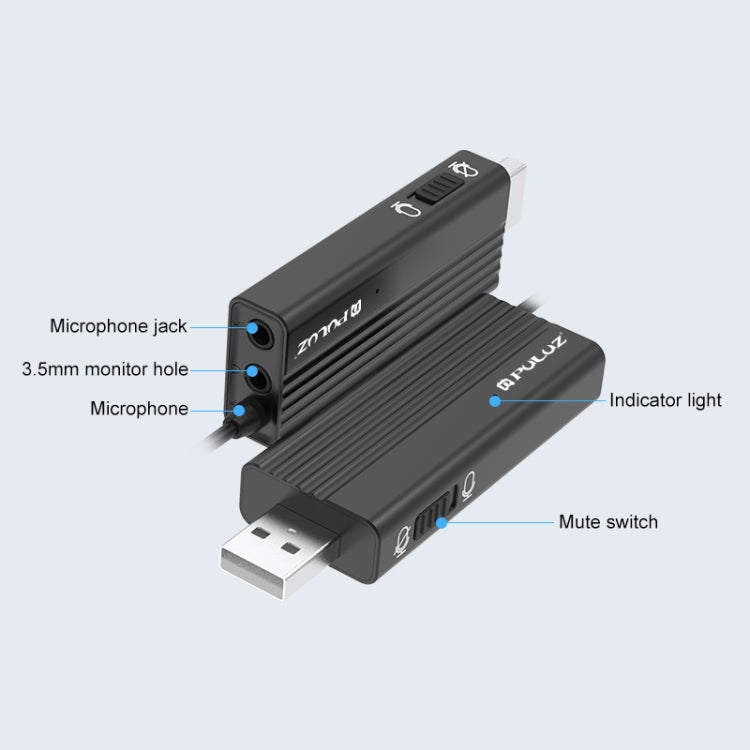 PULUZ USB 夾式有線領夾麥克風錄音麥克風，1.2m USB 靜音電容麥克風