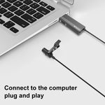 PULUZ USB 夾式有線領夾麥克風錄音麥克風，1.2m USB 靜音電容麥克風