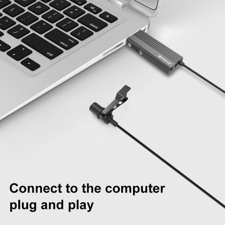 PULUZ USB 夾式有線領夾麥克風錄音麥克風，1.2m USB 靜音電容麥克風