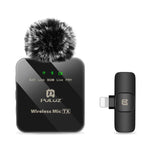 PULUZ 無線領夾麥克風，適用 iPhone / iPad，8 針接收器，8 針 1 發射 + 1 接收