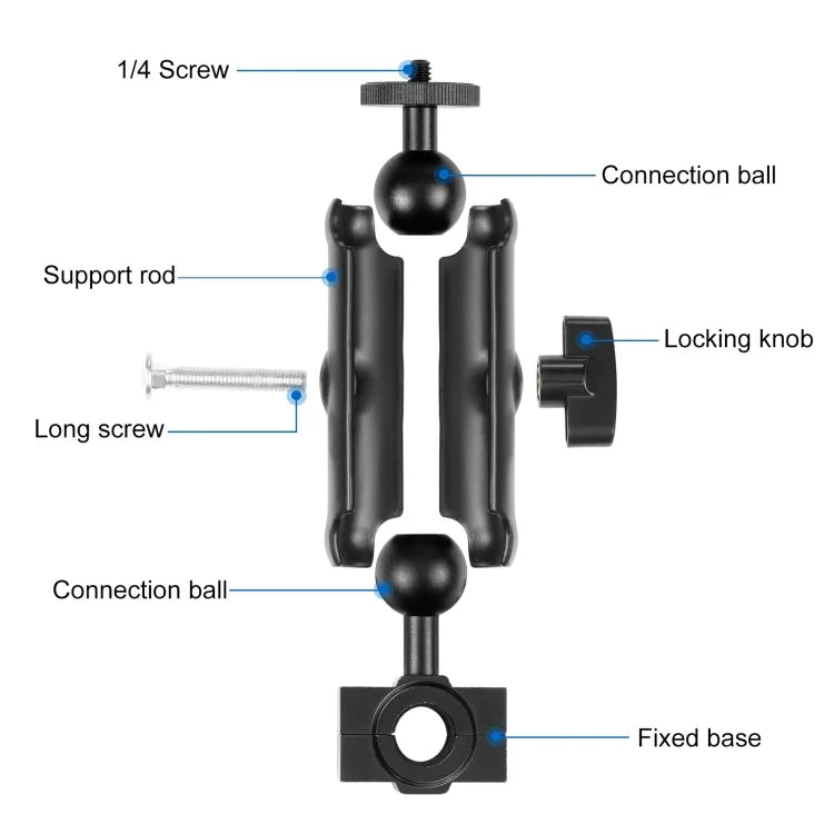 PULUZ 摩托車後視鏡固定支架，適用於 GoPro 及其他運動相機，後視鏡支架