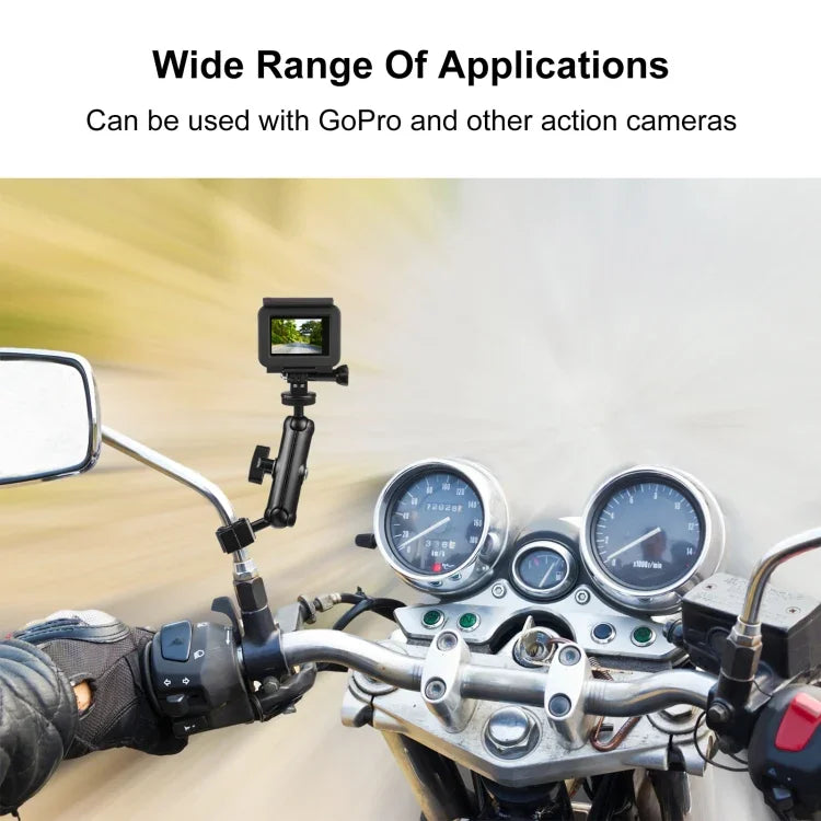 PULUZ 摩托車後視鏡固定支架，適用於 GoPro 及其他運動相機，後視鏡支架