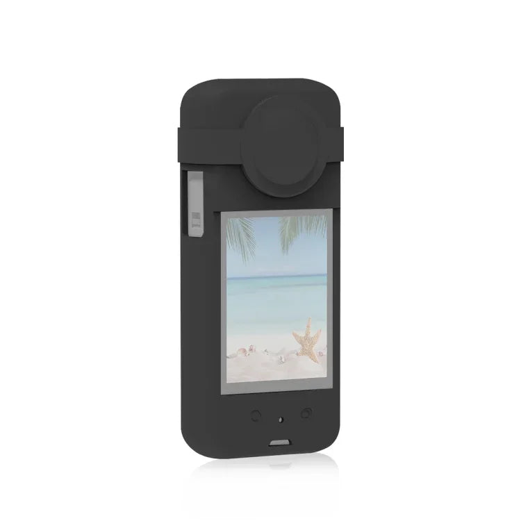 適用於 Insta360 X3 PULUZ 矽膠保護套，帶鏡頭蓋，矽膠套（黑色）