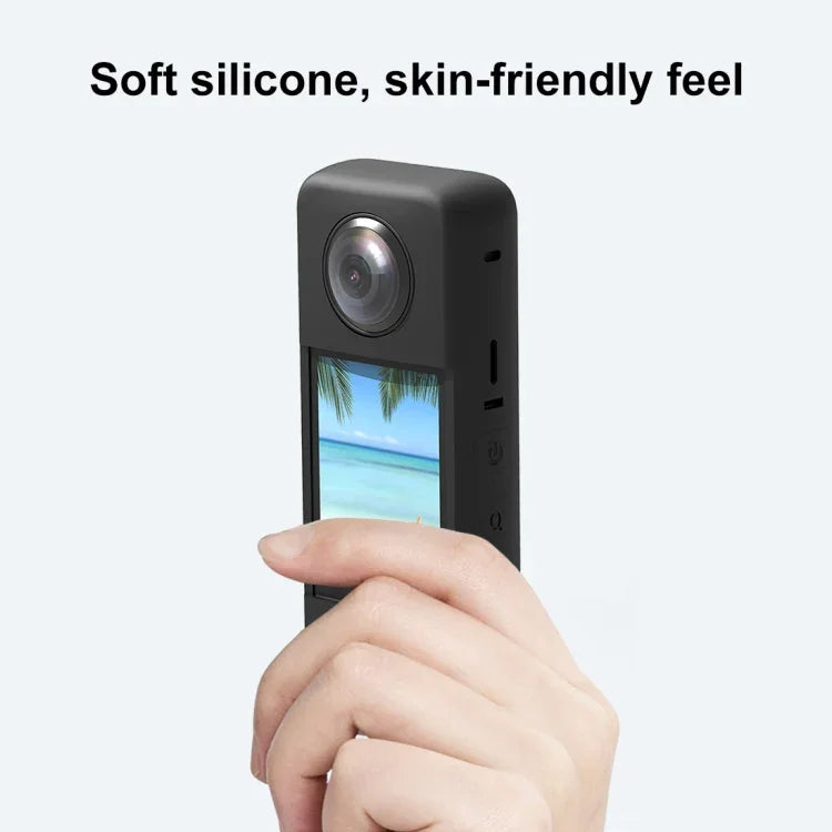 適用於 Insta360 X3 PULUZ 矽膠保護套，帶鏡頭蓋，矽膠套（黑色）