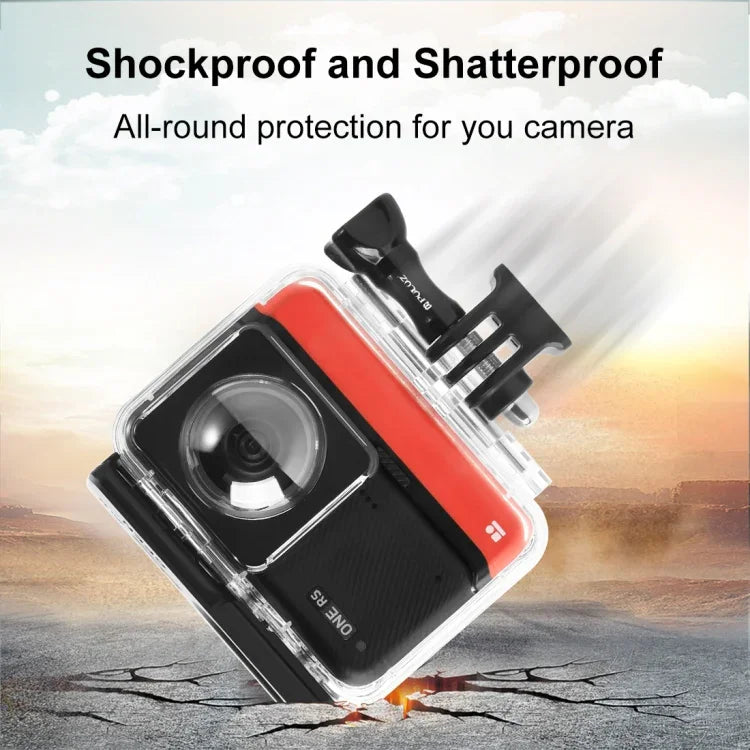 適用於 Insta360 One RS 360 版 PULUZ 30米水下潛水防水保護殼，適用於 Insta360 One RS 360 版潛水殼