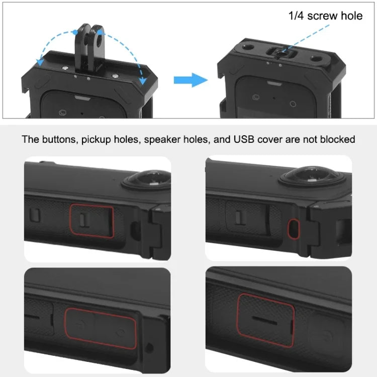 適用於 Insta360 X3 PULUZ 金屬保護籠，帶擴展冷靴底座及三腳架轉接，金屬籠美國庫存，適用於 Insta360 X3
