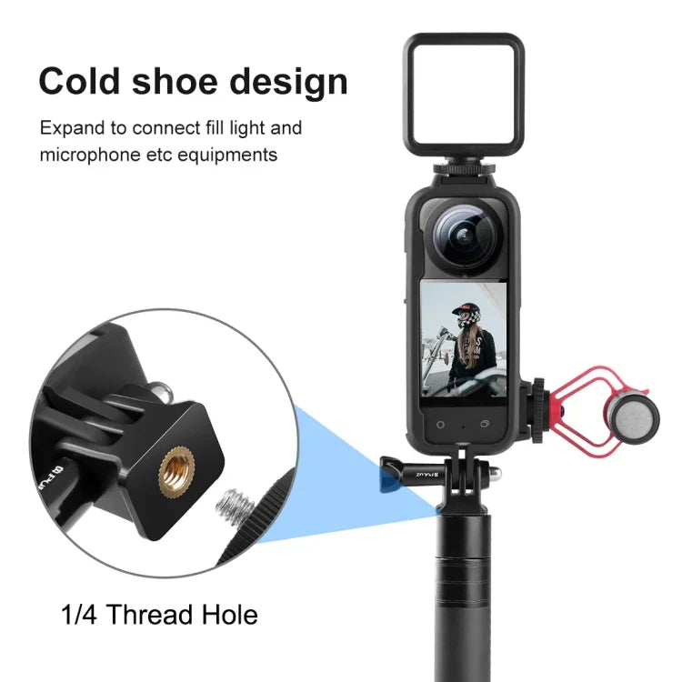 適用於 Insta360 X3 PULUZ 冷靴PC塑料保護框，帶轉接座及螺絲，PC框架