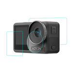 適用於 DJI Osmo Action 3 PULUZ 3合1 鏡頭前後螢幕鋼化玻璃防爆膜，適用於 DJI Osmo Action 3