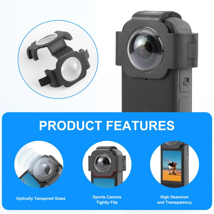 適用於 Insta360 X3 PULUZ 鏡頭保護蓋，鏡頭護罩