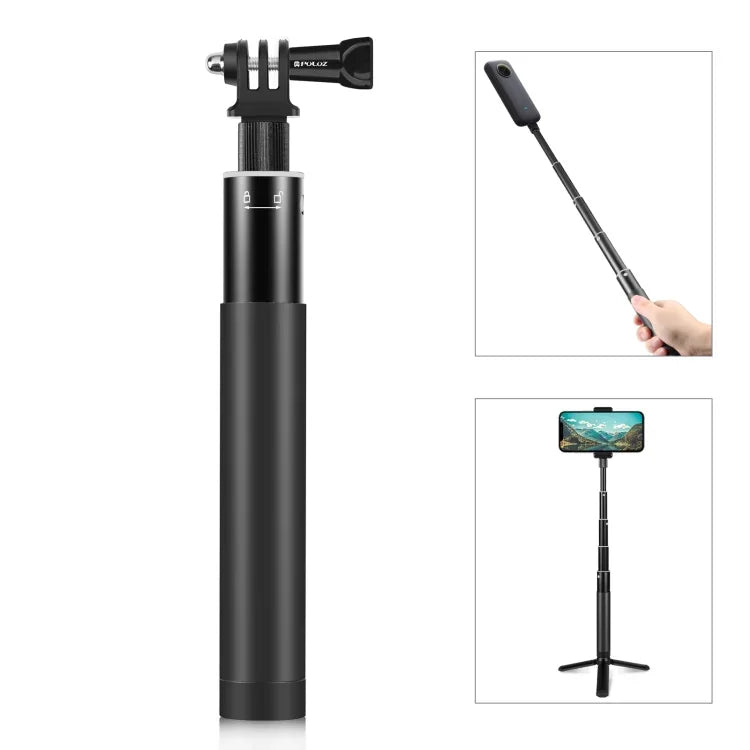 PULUZ 73.5 公分金屬自拍棒單腳架，附隱形轉接底座與螺絲，適用於 Insta360 One RS / X2 / X3 / DJI Osmo 360，70 公分單腳架