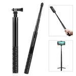 PULUZ 110 公分金屬自拍棒單腳架，附隱形轉接底座與螺絲，適用於 Insta360 One RS / X2 / X3 / X4 / DJI Osmo 360，110 公分單腳架