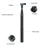 PULUZ 110 公分金屬自拍棒單腳架，附隱形轉接底座與螺絲，適用於 Insta360 One RS / X2 / X3 / X4 / DJI Osmo 360，110 公分單腳架