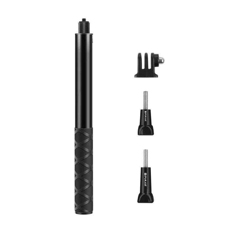 PULUZ 110 公分金屬自拍棒單腳架，附隱形轉接底座與螺絲，適用於 Insta360 One RS / X2 / X3 / X4 / DJI Osmo 360，110 公分單腳架
