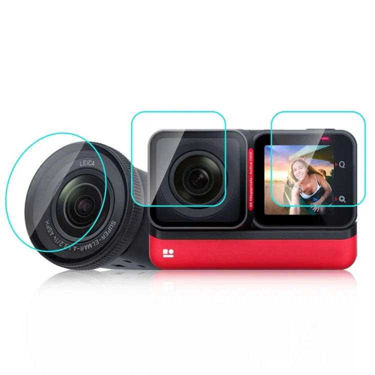 適用於Insta360 One RS PULUZ 3合1螢幕+4K鏡頭+Leica鏡頭鋼化玻璃膜，適用Insta360 One RS