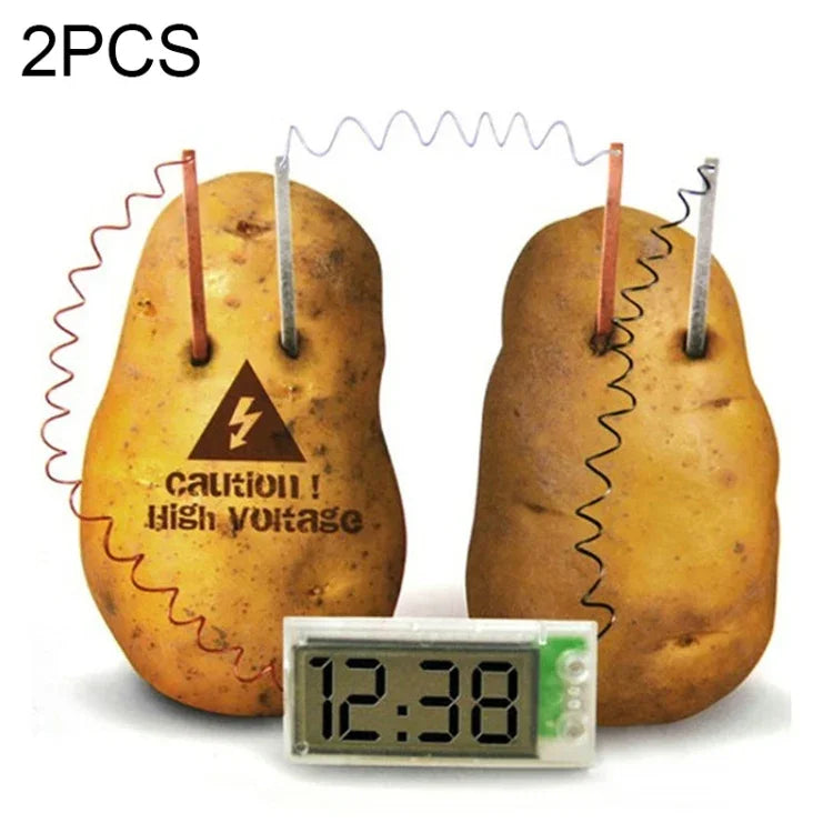 DIY新穎綠色科學馬鈴薯數字時鐘教育套件，配2吋LCD螢幕（不含馬鈴薯），馬鈴薯數字時鐘