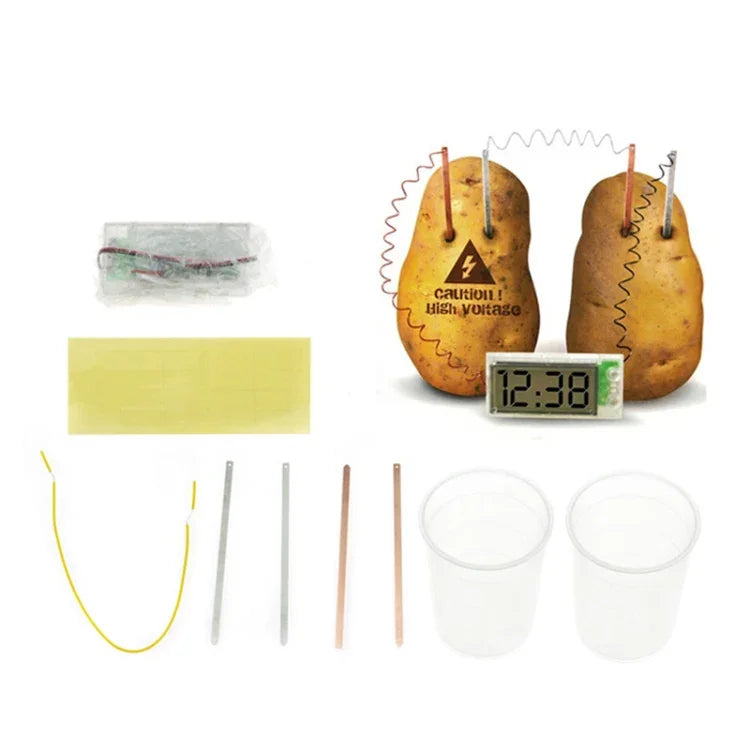 DIY新穎綠色科學馬鈴薯數字時鐘教育套件，配2吋LCD螢幕（不含馬鈴薯），馬鈴薯數字時鐘