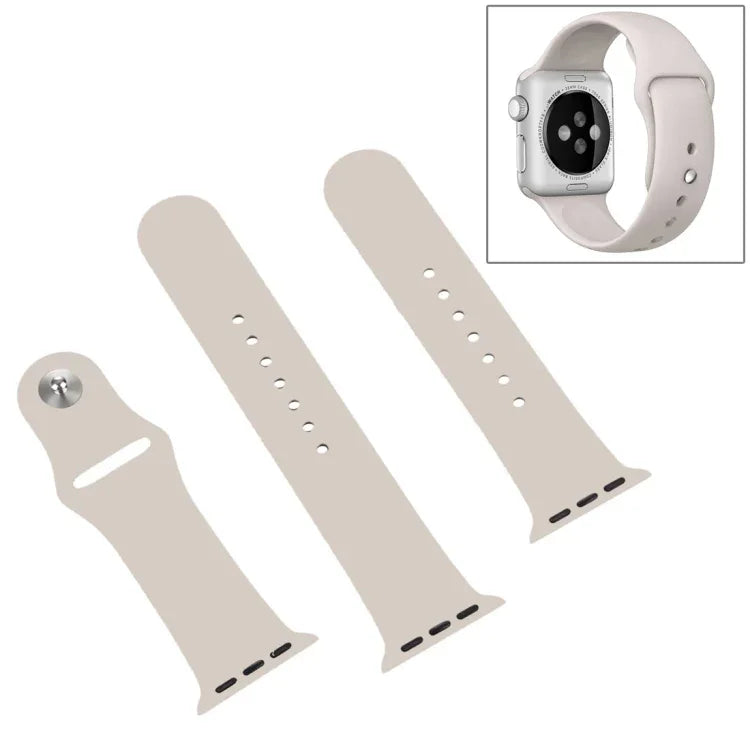 適用於 Apple Watch Series 10 42mm / 9&8&7 41mm / SE 3&SE 2&6&SE&5&4 40mm / 3&2&1 38mm 三合一橡膠錶帶帶針扣，適用於 Apple Watch Series 9&8&7 41mm / SE 3&SE 2&6&SE&5&4 40mm