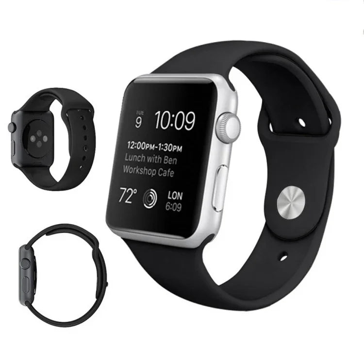 適用於 Apple Watch Series 10 42mm / 9&8&7 41mm / SE 3&SE 2&6&SE&5&4 40mm / 3&2&1 38mm 三合一橡膠錶帶帶針扣，適用於 Apple Watch Series 9&8&7 41mm / SE 3&SE 2&6&SE&5&4 40mm