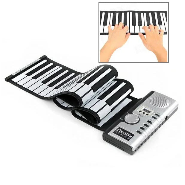 Datopal 61鍵可捲式軟鋼琴鍵盤 MIDI，61標準鍵 白色
