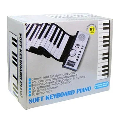 Datopal 61鍵可捲式軟鋼琴鍵盤 MIDI，61標準鍵 白色