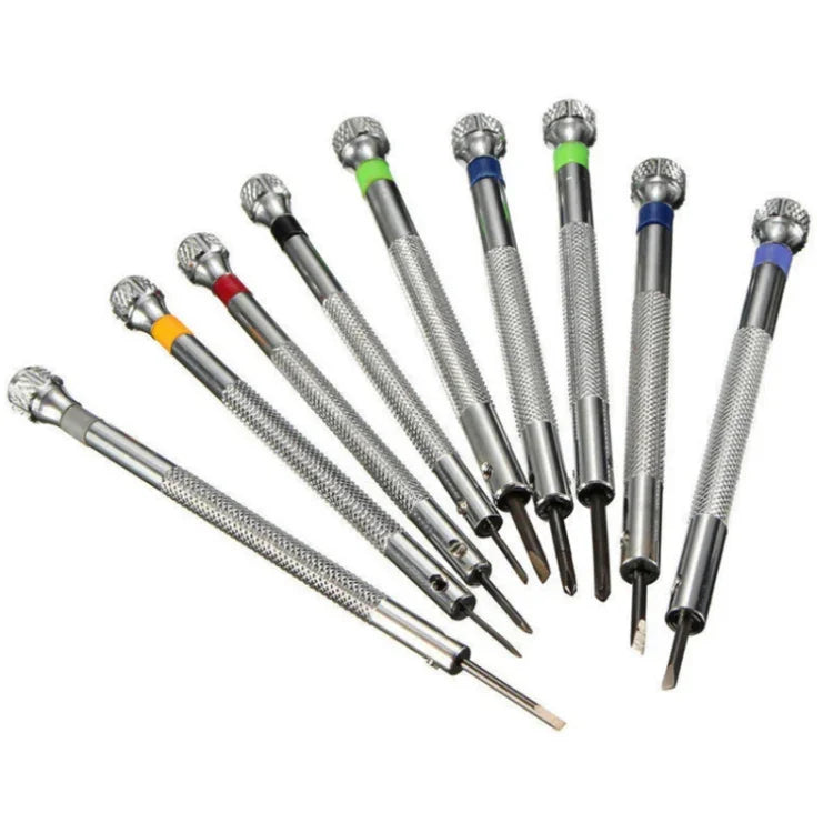 9件套0.5mm-2.5mm手錶維修螺絲刀工具組，9合1