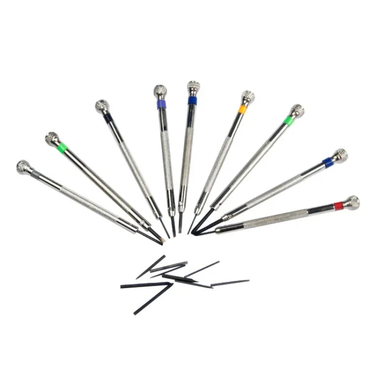 9件套0.5mm-2.5mm手錶維修螺絲刀工具組，9合1