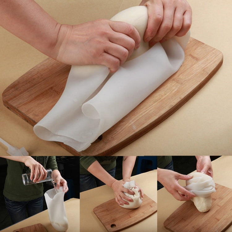 矽膠揉麵包袋麵團製作麵粉攪拌器廚房工具，尺寸：32.5cm x 23cm，矽膠麵團袋