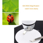 DMS-MDS800 40X-800X 放大鏡 2.0MP 影像感測器 USB 數位顯微鏡，附 8 顆 LED 燈及專業支架，40X-800X
