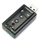 外接 USB 2.0 7.1 聲道 3D 虛擬音效卡轉接器，塑膠 7.1 聲道黑色