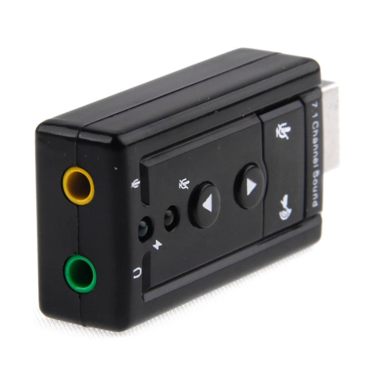 外接 USB 2.0 7.1 聲道 3D 虛擬音效卡轉接器，塑膠 7.1 聲道黑色