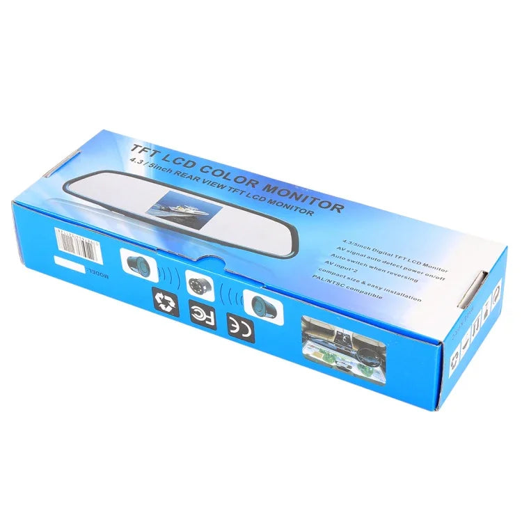 4.3 吋 480*272 後視 TFT-LCD 彩色車載監視器，支援倒車自動切換螢幕功能，4.3 吋 480*272
