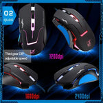 T7 有線三色可切換 1200 DPI 1600DPI 2400DPI 遊戲 USB 光學滑鼠，T7