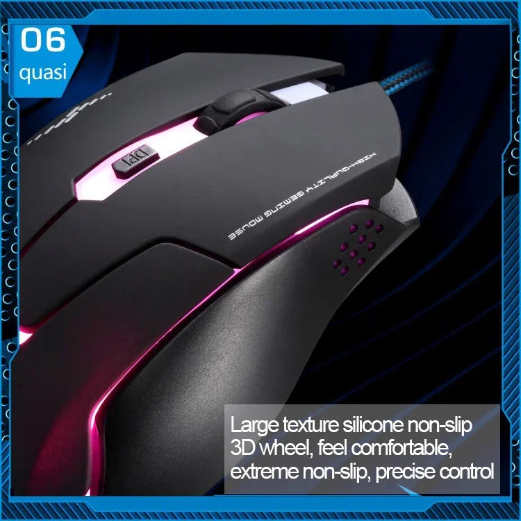 T7 有線三色可切換 1200 DPI 1600DPI 2400DPI 遊戲 USB 光學滑鼠，T7
