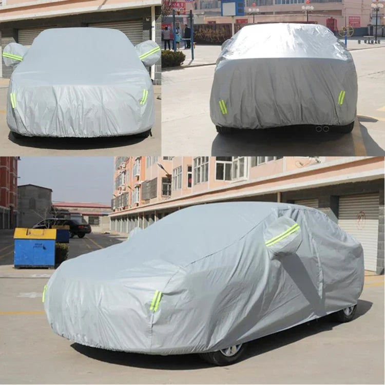 PEVA防塵防水防曬轎車車罩，帶警示條，211英寸（XXXL）
