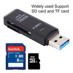 2 合 1 USB 3.0 讀卡機，超高速 5Gbps，支援 SD 卡 / TF 卡