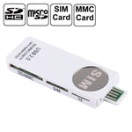 USB 通用讀卡機，支援 SD / MMC / SIM / TF 卡，白色