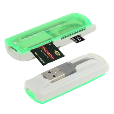 USB 2.0 多合一讀卡機，支援 SD/MMC、MS、TF、M2 卡
