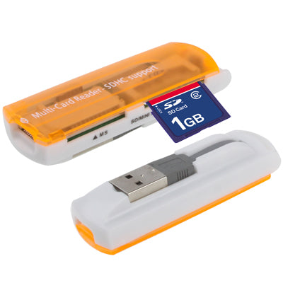 USB 2.0 多合一讀卡機，支援 SD/MMC、MS、TF、M2 卡