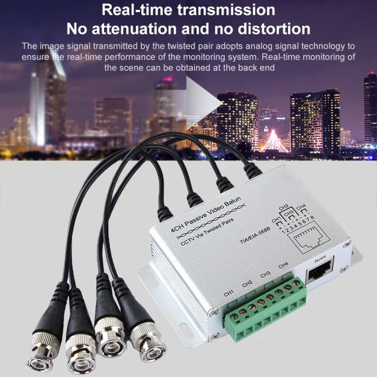 4 路 UTP 無源視頻平衡器 / CCTV 雙絞線傳輸, 4 路 UTP