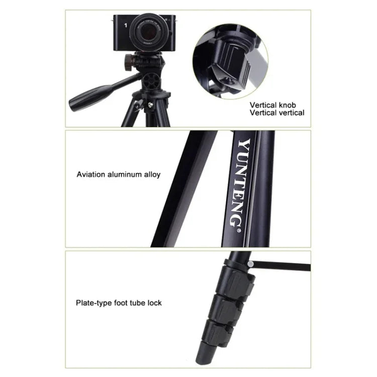 YUNTENG VCT-681 138公分單反/微單/數位相機三腳架，四節折疊鋁合金腳，適用Canon/Nikon/Panasonic/Pentax/Casio/Sony/Fuji（承重3公斤）